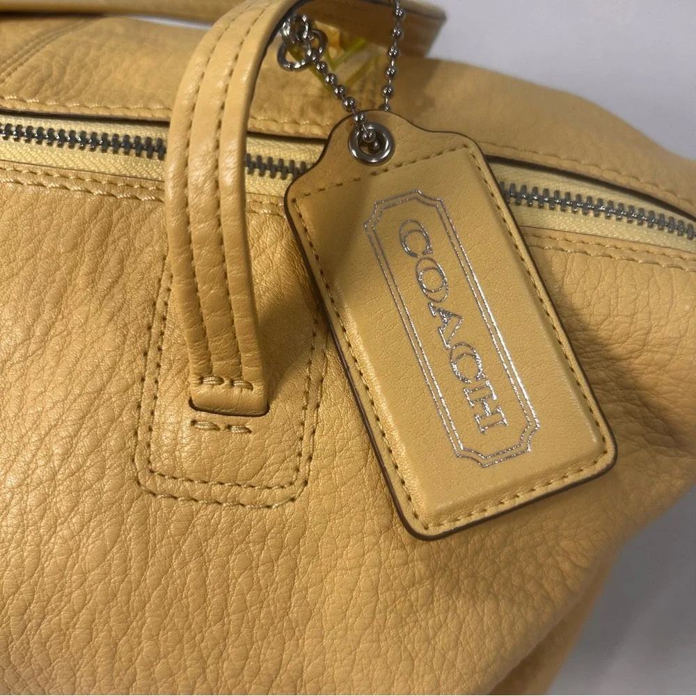 Coach Julia Satchel leather handbag yellow new vintage casual classic SEE FLAW